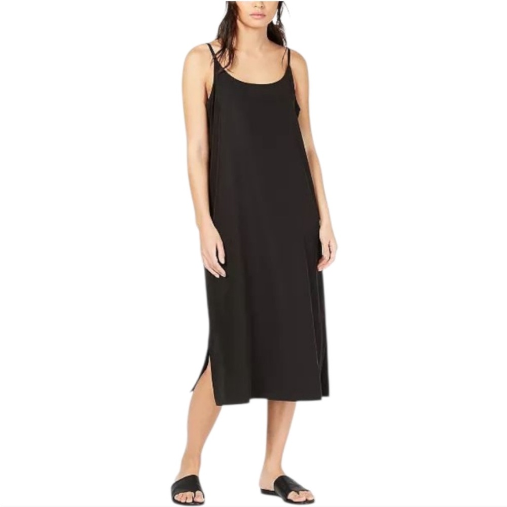 Eileen Fisher Tencel‎ Viscose Crepe Camisole Slip Dress Size XS Black